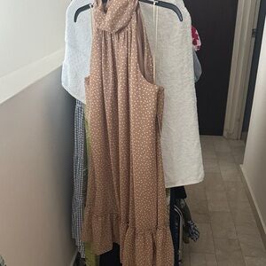 Just...Taylor Brown Polka Dot Dress